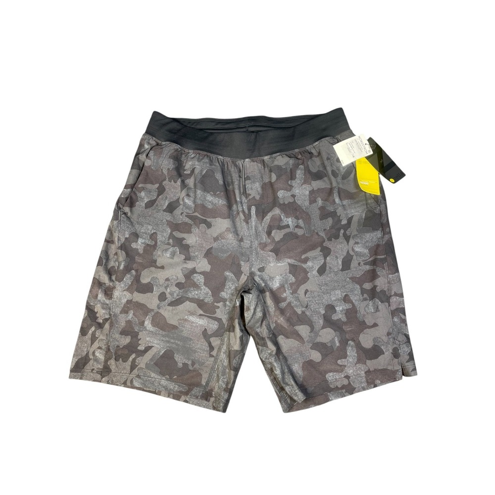 zella mens athletic shorts camo wide waist med stretch zip b/pocket NWT